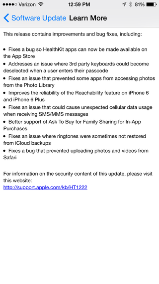 Illustration for article titled iOS 8.0.1 Is Here With HealthKit and Other Fixes (Updated)